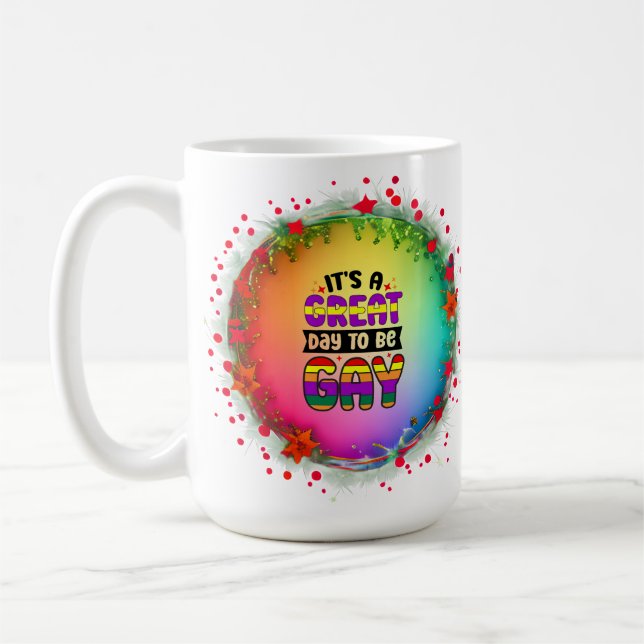 Mug C'est un grand jour pour être gay Noël (Gauche)