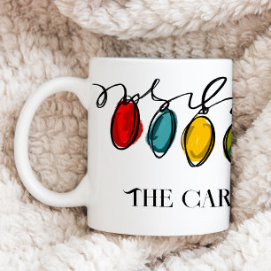Mug Chaîne de Noël colorée Lumières Aquarelle Croquis