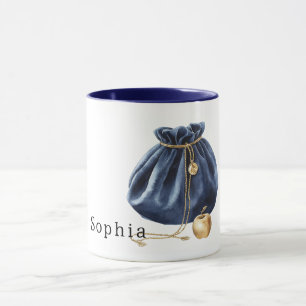 Mug Chaîne de pomme dorée de sac bleu