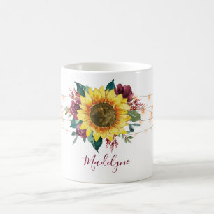 Mug Chaîne de tournesol éclaire le Monogramme floral