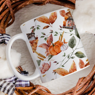 Mug Chalet d'automne Thanksgiving Orange Brown Home