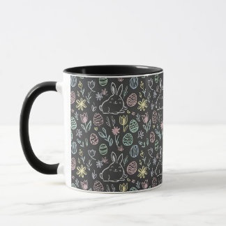 Mug Chalkboard Easter Bunny Doodle Pattern