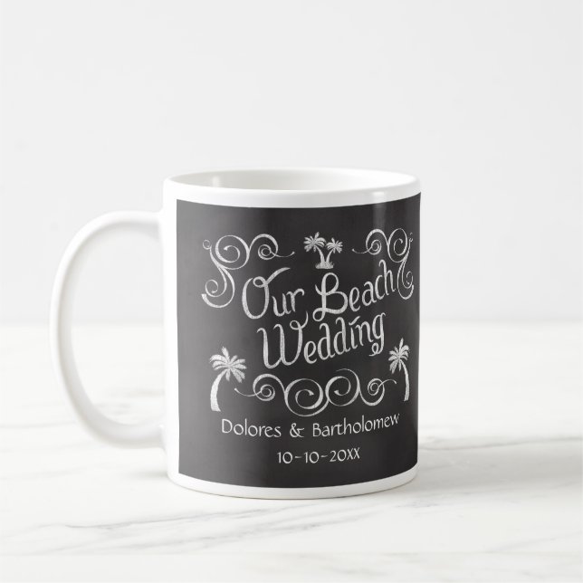 Mug Chalkboard Notre Mariage Plage (Gauche)