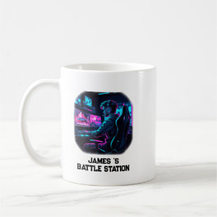 Mug Chambre de joueur cyberpunk RVB néon Nom personnal