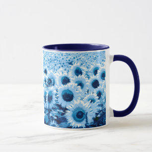Mug Champ de tournesols - nuances de bleu