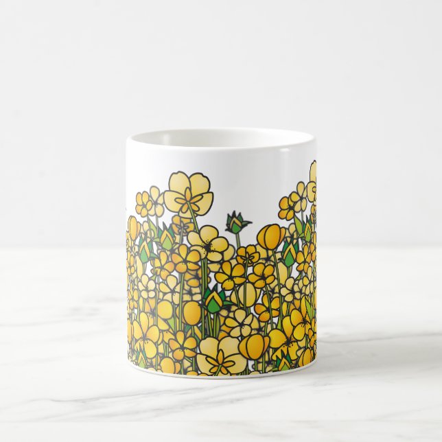 Mug Champ des fleurs jaunes de renoncule (Centre)