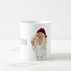 Mug Champagne Santé Bourgogne Noël Blonde Féminine