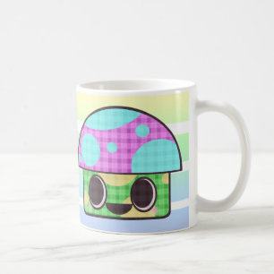 MUG CHAMPIGNON KAWAII CARREAUX PATCHWORK À CARREAUX