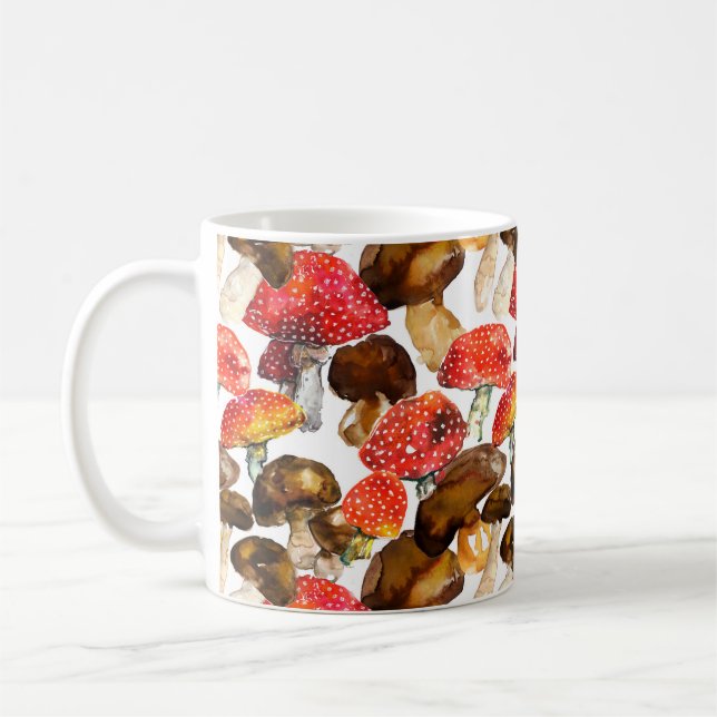 Mug Champignons d'aquarelle motif de chute (Gauche)