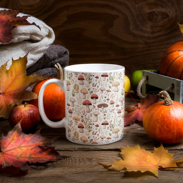 Mug Champignons et fleurs forestières (Mushrooms and Forest Flowers Coffee Mug)