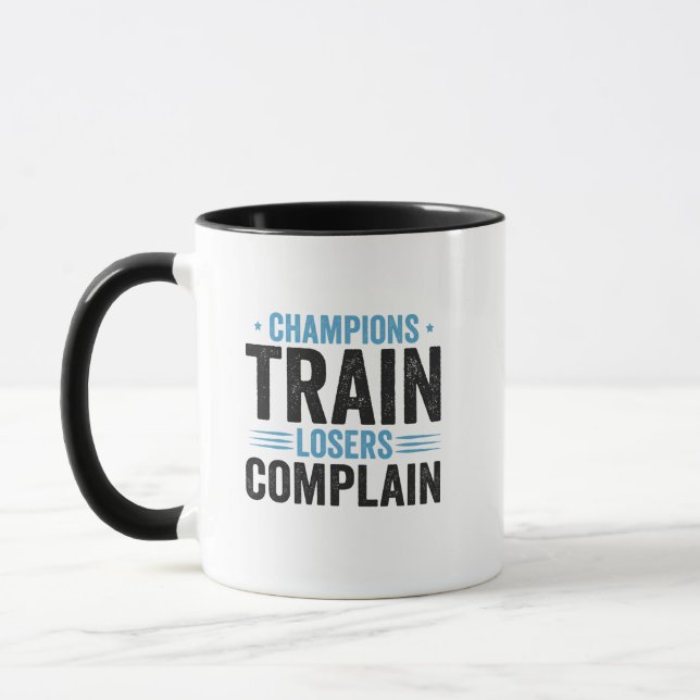 Mug Champions Train Losers Plainte Drôle Fitness Cadea (Gauche)