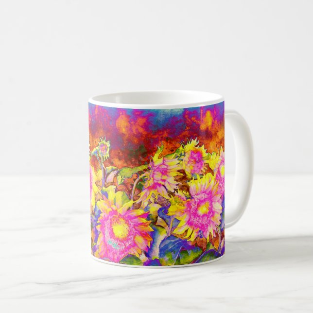 Mug Champs de tournesol abstraits et élégants (Devant droit)