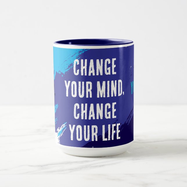 Mug Changer d'avis, Changer de vie (BLEU) (Centre)