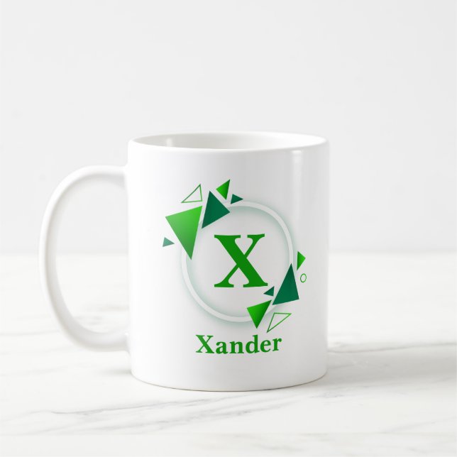 Mug Changer la initiale Ajouter un nom Cercle Vert Bla (Gauche)