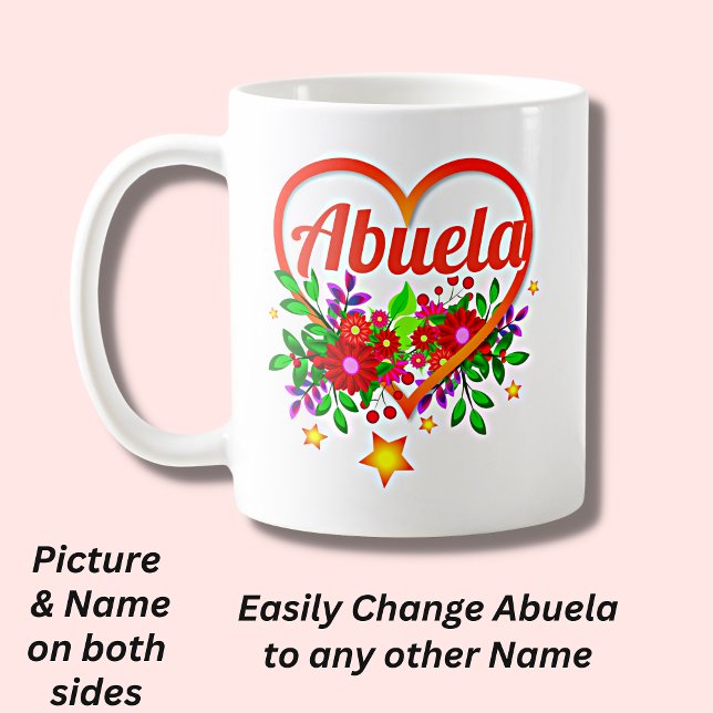 Mug Changer le nom de grand-mère - Abuela Coeur & Fleu (Créateur téléchargé)
