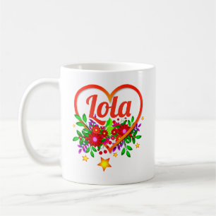 Mug Changer le nom de grand-mère - Lola - Cœur et fleu