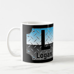 Mug Changer le nom initial Ajouter H I J K L M N Blue