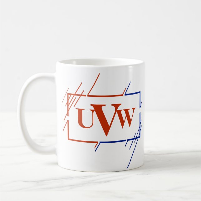 Mug Changer Monogramme initial Brown Bleu Traces U V W (Gauche)