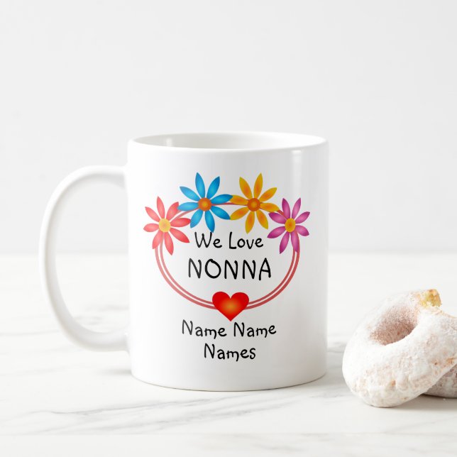 Mug Changer TOUS LES Noms Enfants NONNA Flower Heart (Avec donut)