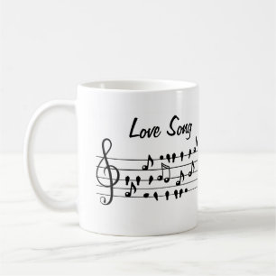 Mug Chanson d'amour Oiseaux Notes Art Noir Blanc