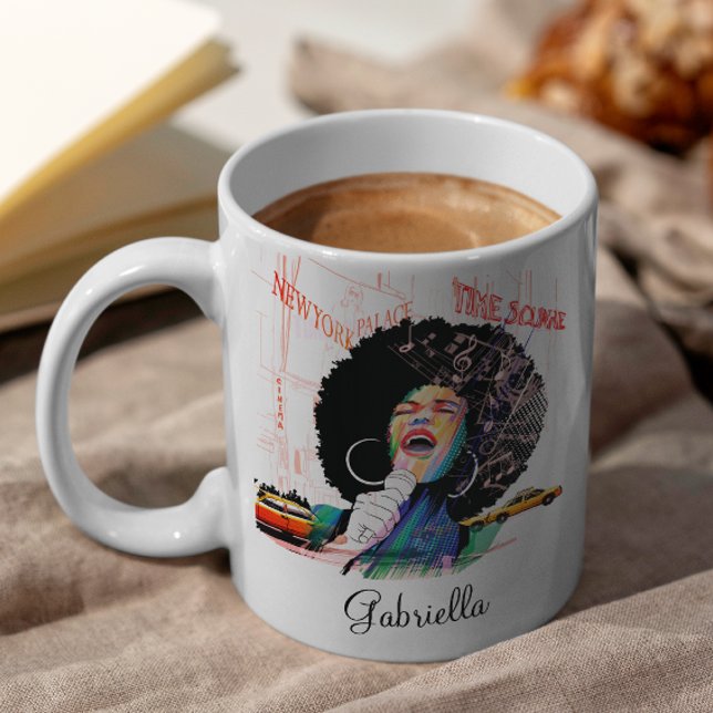 Mug Chanteur afro-américain Afro Soul avec nom personn (Créateur téléchargé)