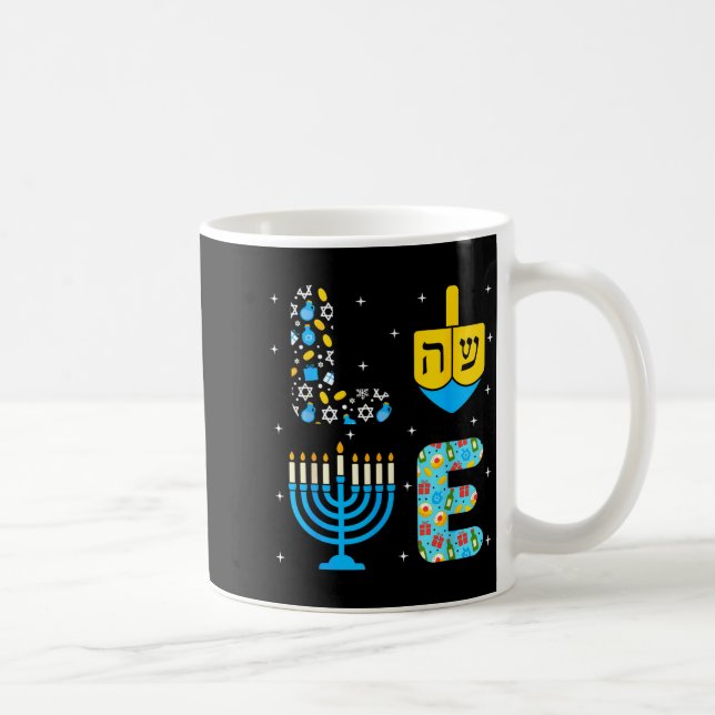 Mug Chanukah Menorah Dreidel Icons Hanukkah Love Celeb (Droite)