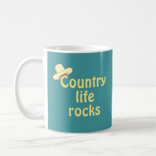 Mug Chapeau Country & Calligraphie sur fond sarcelle