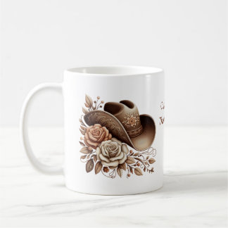 Mug Chapeau de cowgirl Country Western avec des fleurs