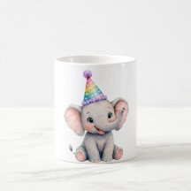 Chapeau de fête d'anniversaire éléphant bébé aquar