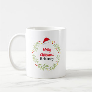 Mug Chapeau de Père Noël Joyeux Noël Couronne Personna