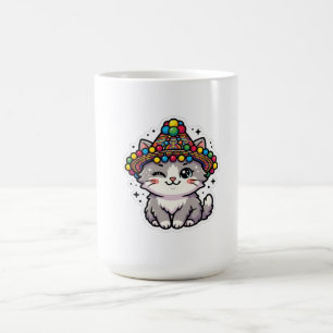 Mug Chapeau Tissé Chat Marocain Amazigh Kawaii Mignon 