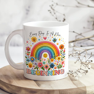 Mug "Chaque jour est un nouveau départ" Hippie colorée