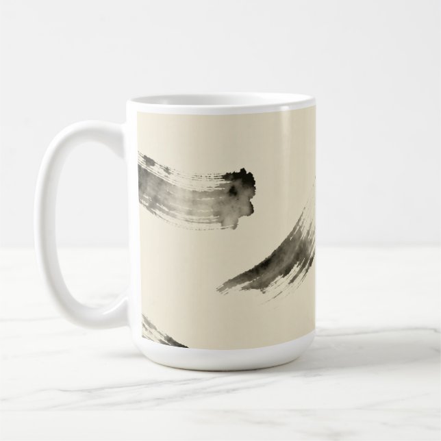 Mug Charcoal Strokes Pattern | Minimal Beige Abstract  (Gauche)