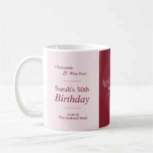 Mug Charcuterie & Vin Fête d'anniversaire 50 ans Rouge