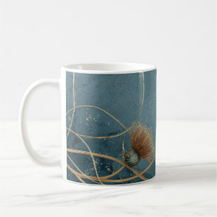 Mug Chardon Doré Bleu Canard Texture Élégance