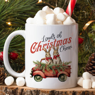 Mug Charges de lapins de Noël en Camion Rouge