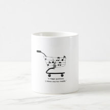 Mug chariot de shopping avec notes de musique, drô