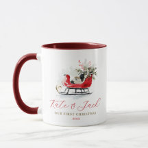 Chariot Rouge Aquarelle Personnalisé Notre Premier