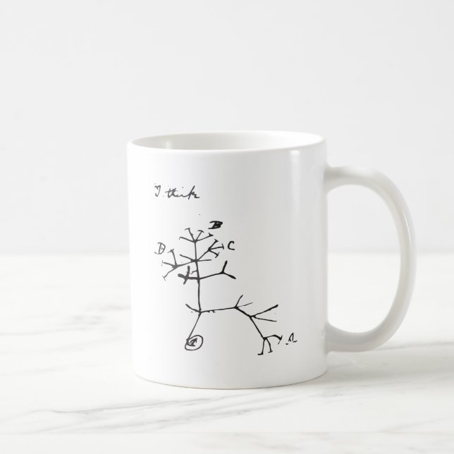Mug Charles Darwin - je pense (le noir) (Droite)
