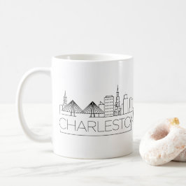 Mug Charleston, SC| Ligne Skyline Stylisée Ville