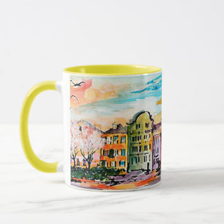 Mug Charleston South Carolina Rainbow Row Whimsical