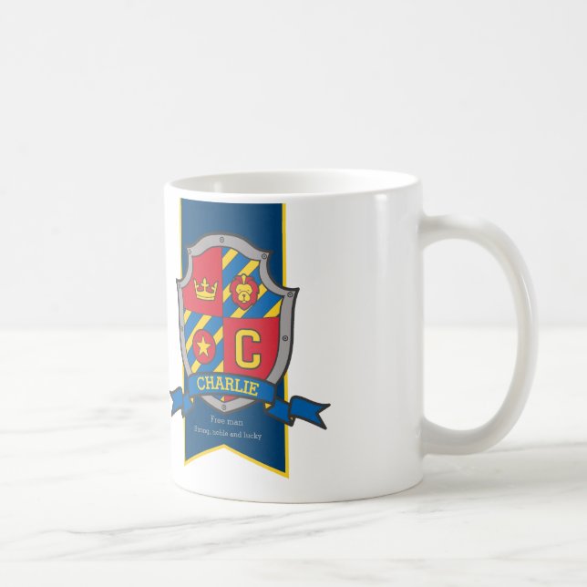 Mug Charlie chevalier bouclier rouge nom bleu signifia (Droite)