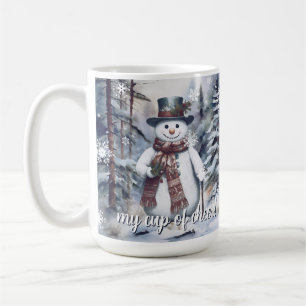 Mug Charmant Snowman Aquarelle Forêt d'hiver