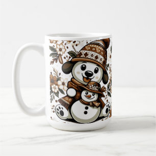 Mug Charmante scène hivernale avec Chien et Snowman