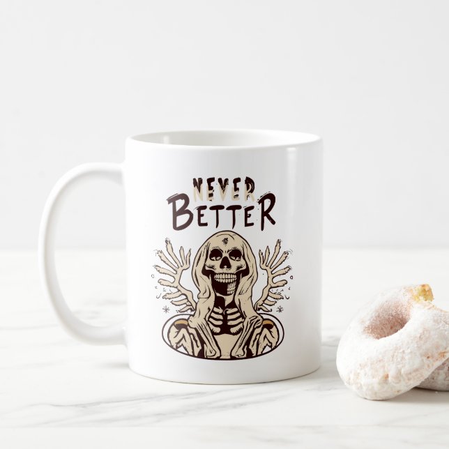 Mug Charme éffrayant avec squelette d'Halloween jamais (Avec donut)