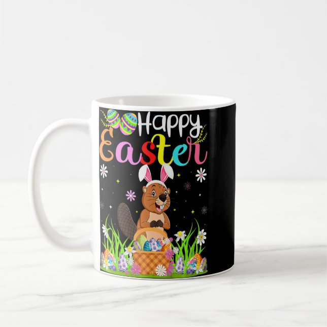 Mug Chasse aux oeufs de lapin de castor Joyeux Pâques (Gauche)