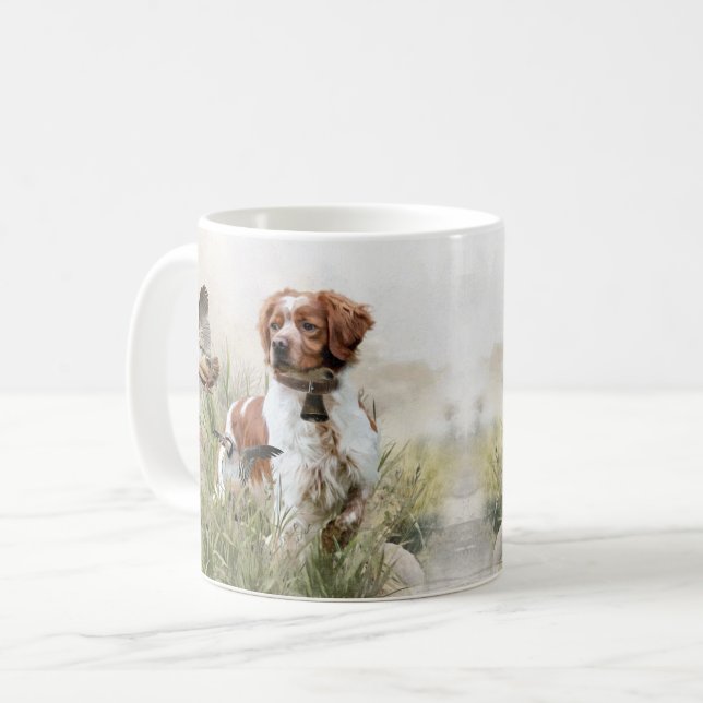 Mug Chasse avec un chien breton, Art (Devant gauche)