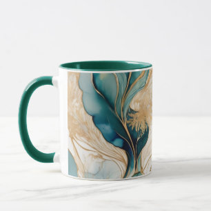Mug Chasseur vert avec bordure dorée Abstraite