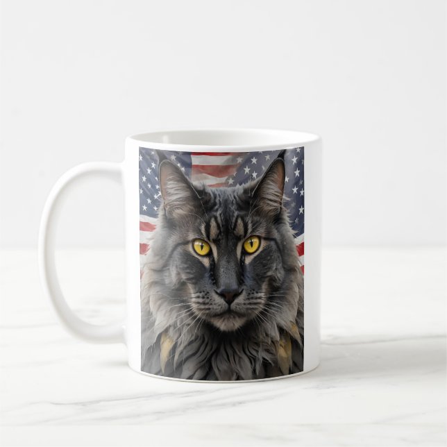 Mug Chat à coon Patriotique Maine (Gauche)