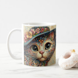 Mug Chat Abstrait à chaton en fleurs avec Casquette